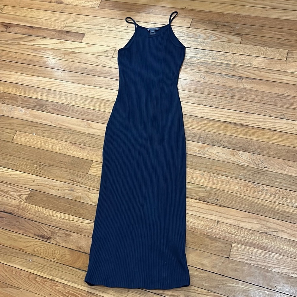 French Connection navy ribbed maxi dress